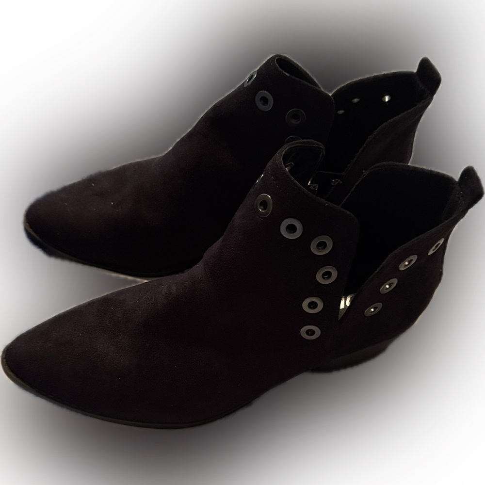 Soda Black Ankle Booties with Eyelet Detail